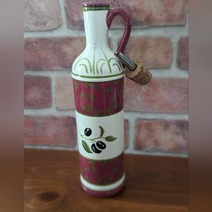 Ceramic olive oil cruet with cork and pour spout